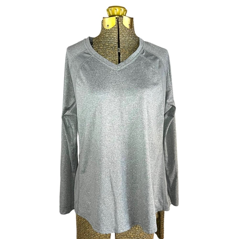 Danskin Top Womens Size XXL 20 Gray V-Neck Activewear Shirt